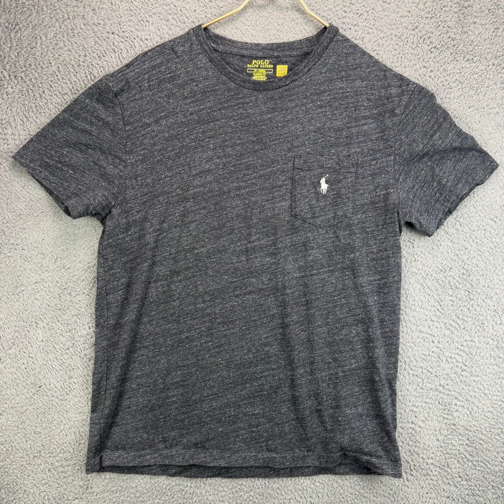 Polo Ralph Lauren Mens Classic Fit Pocket T-Shirt Charcoal Heather Gray Size M